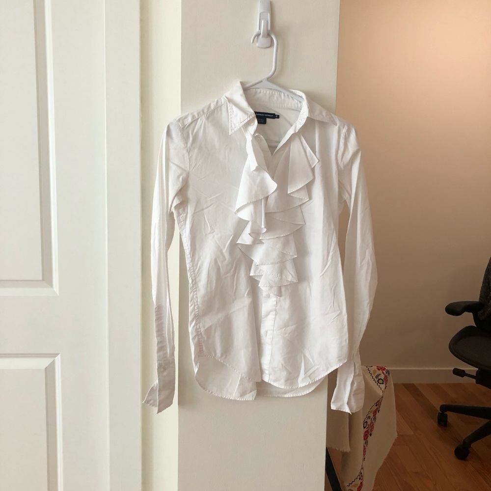 Ralph Lauren layer ruffled white shirt